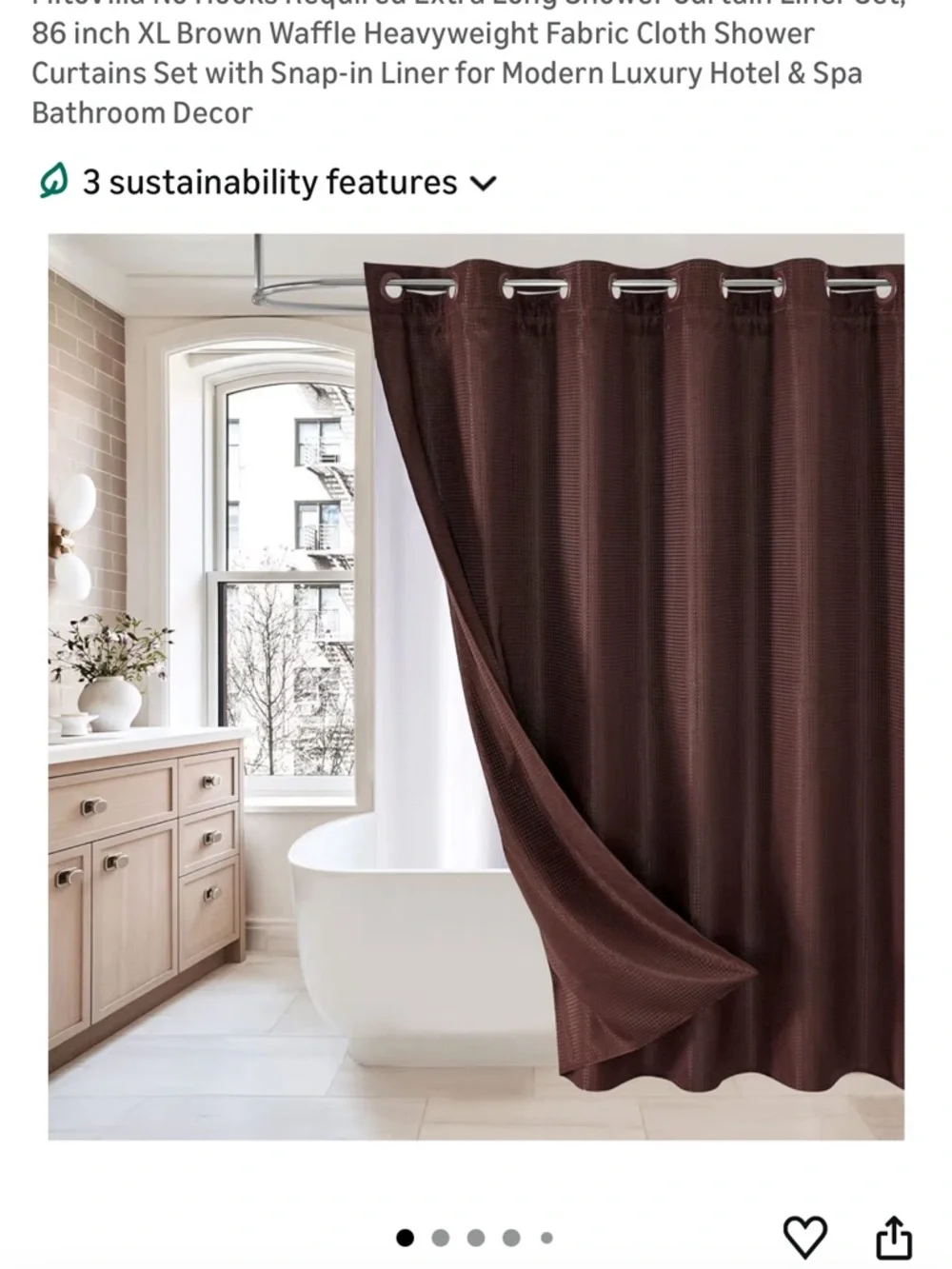 Brown Waffle Fabric Shower Curtain - Home Bath